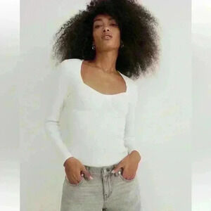 Madewell Wide Rib Sweater Top White Size XS